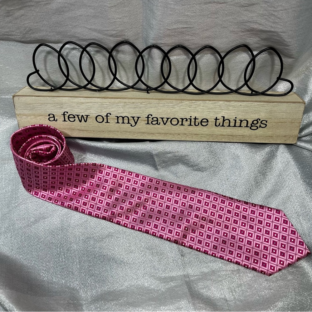 Pink Mario Lorenzi Tie - October Breast Cancer Awareness Month